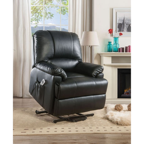Ixora Black PU Recliner w/Power Lift & Massage - Ornate Home