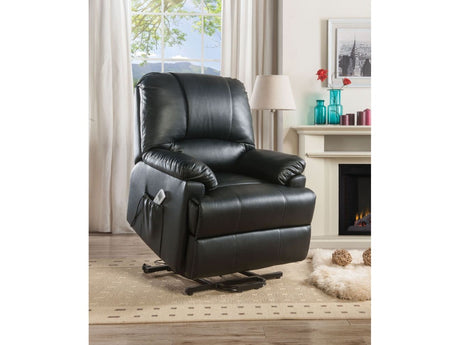 Ixora Black PU Recliner w/Power Lift & Massage - Ornate Home