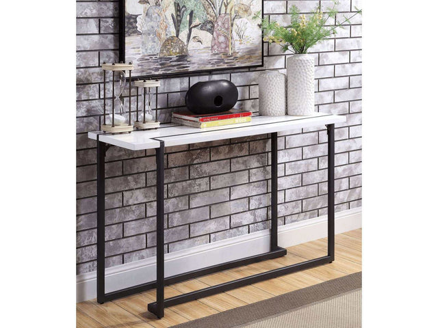 Izar  White/Gun Metal  Sofa Table - Ornate Home