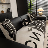 Abstract Art Sofa Cover with Wave Edge, Non Slip Couch Cover for Stylish Homes