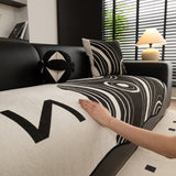 Abstract Art Sofa Cover with Wave Edge, Non Slip Couch Cover for Stylish Homes