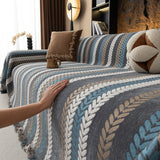 Cozy Decorative Throw Blanket for Couches, Boho Plush Woven Sofa Cover with Stripes