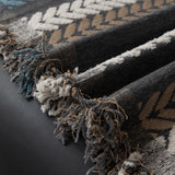 Cozy Decorative Throw Blanket for Couches, Boho Plush Woven Sofa Cover with Stripes