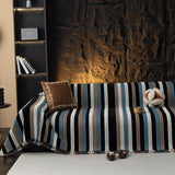 Cozy Decorative Throw Blanket for Couches, Boho Plush Woven Sofa Cover with Stripes