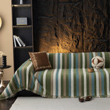 Cozy Decorative Throw Blanket for Couches, Boho Plush Woven Sofa Cover with Stripes