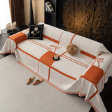 Modern Plaid Heavy Duty Sofa Throw Blanket, Boho Farmhouse Couch Cover with Tassel