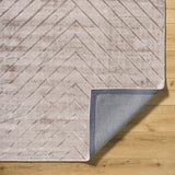 Tavran Taupe Subtle Linear Texture Cottage Farmhouse Viscose Handmade Area Rug - Clearance