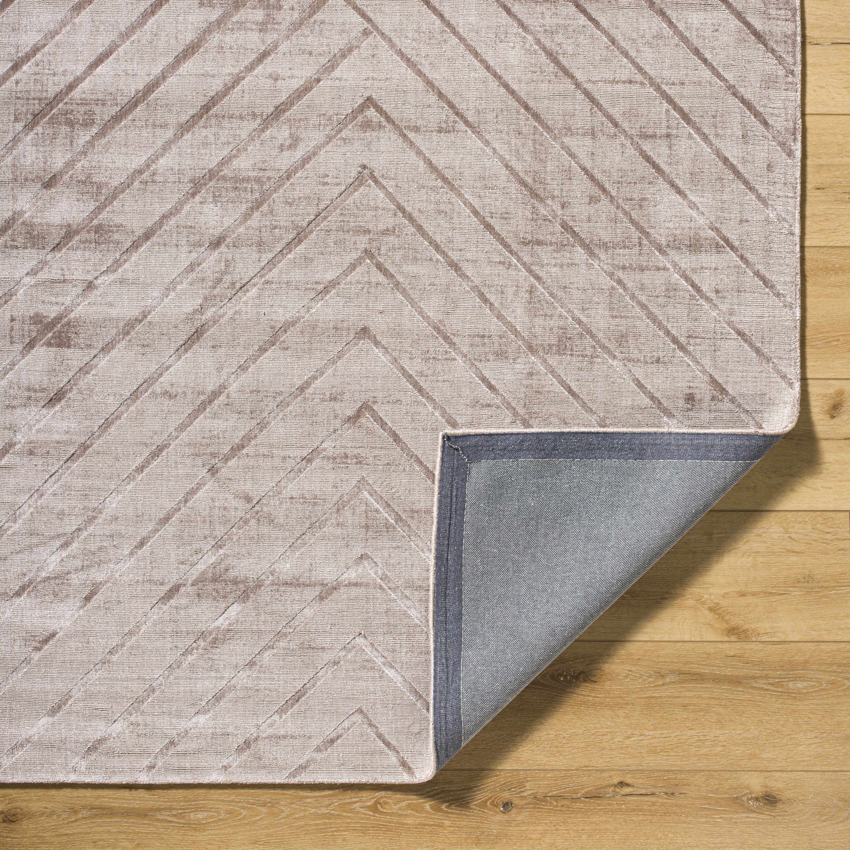 Tavran Taupe Subtle Linear Texture Cottage Farmhouse Viscose Handmade Area Rug - Clearance