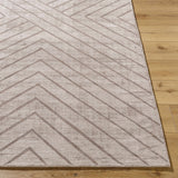 Tavran Taupe Subtle Linear Texture Cottage Farmhouse Viscose Handmade Area Rug - Clearance