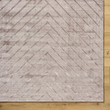 Tavran Taupe Subtle Linear Texture Cottage Farmhouse Viscose Handmade Area Rug - Clearance