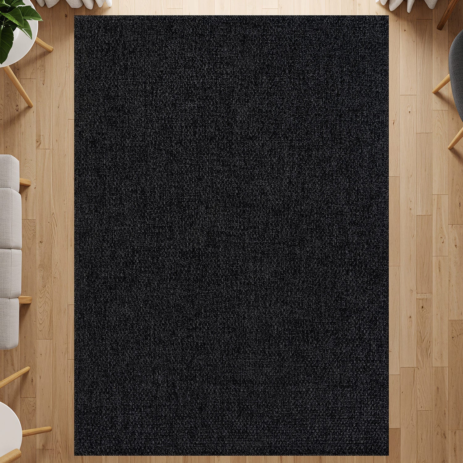 Jorena Dark Gray Jute-Look Rug | Durable Area Rug