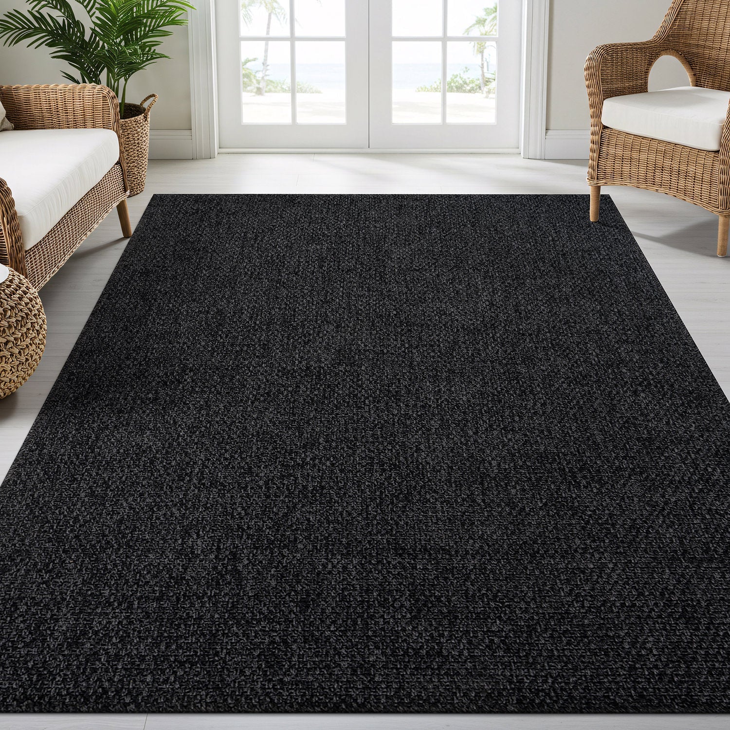 Jorena Dark Gray Jute-Look Rug | Durable Area Rug