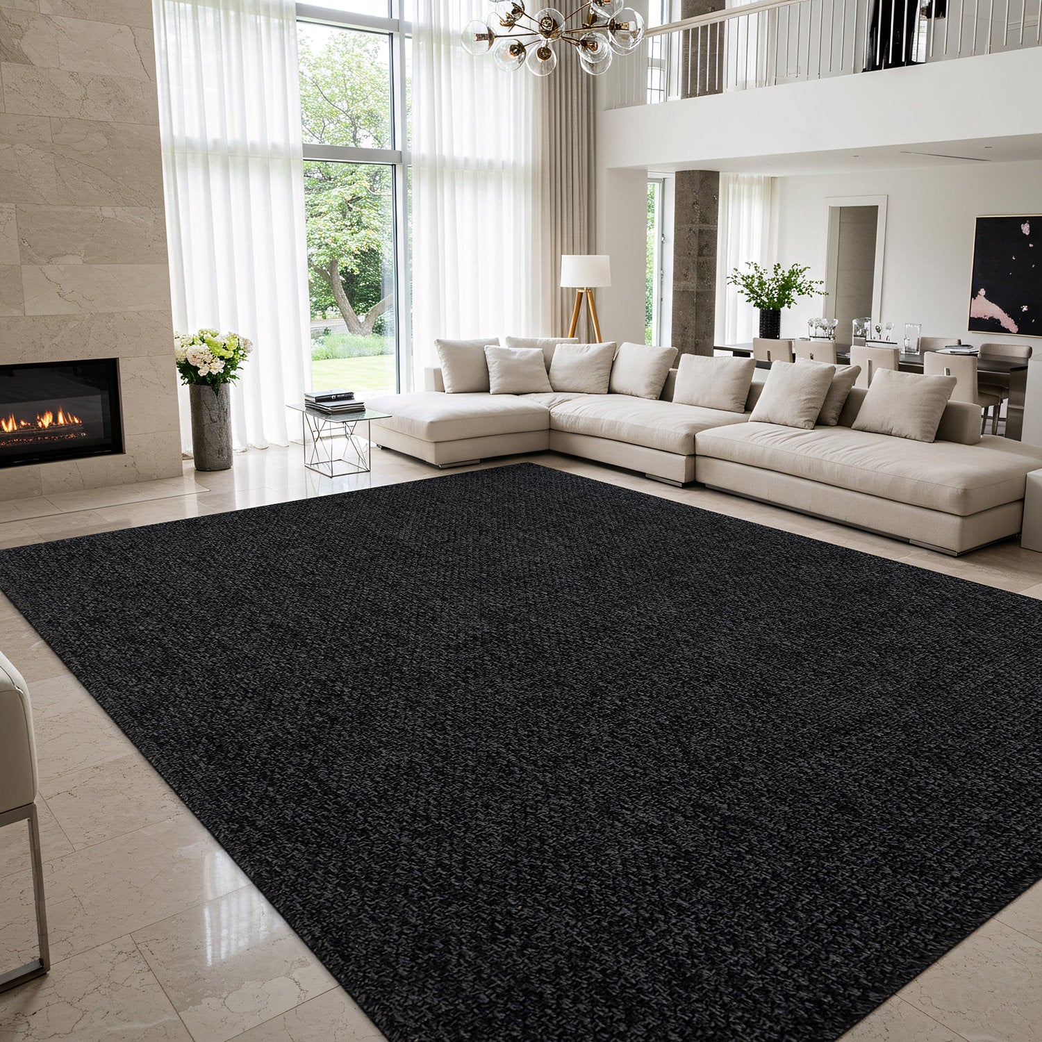 Jorena Dark Gray Jute-Look Rug | Durable Area Rug