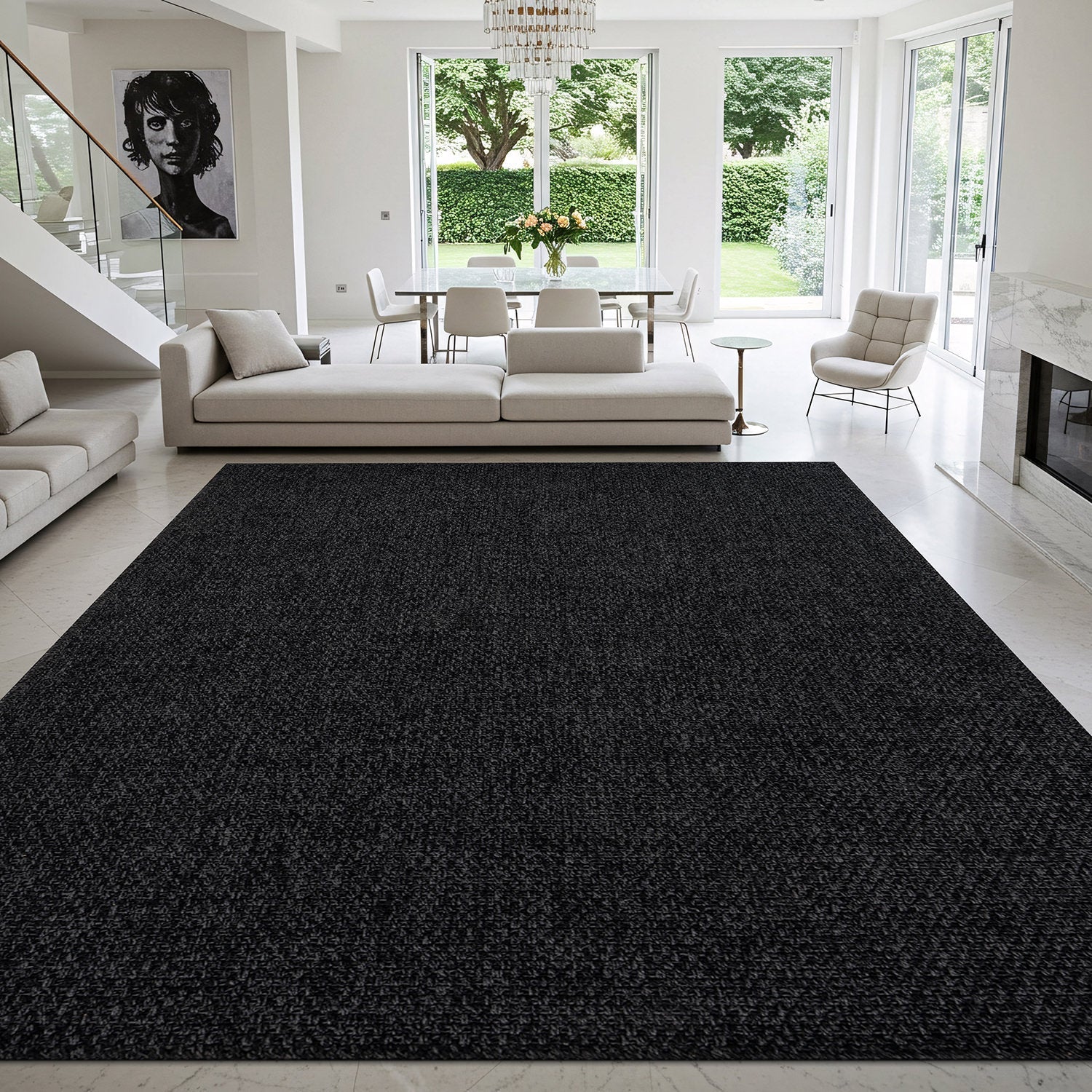 Jorena Dark Gray Jute-Look Rug | Durable Area Rug
