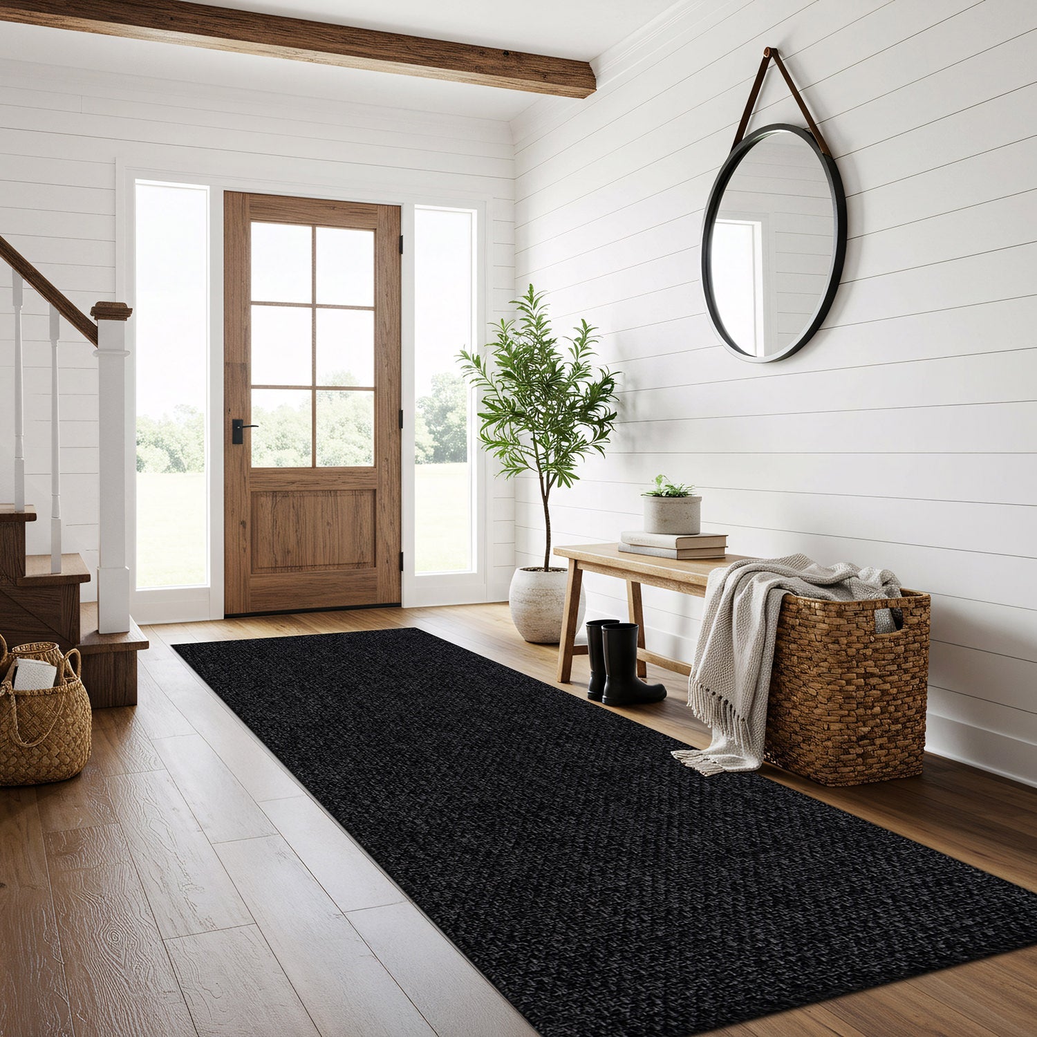 Jorena Dark Gray Jute-Look Rug | Durable Area Rug