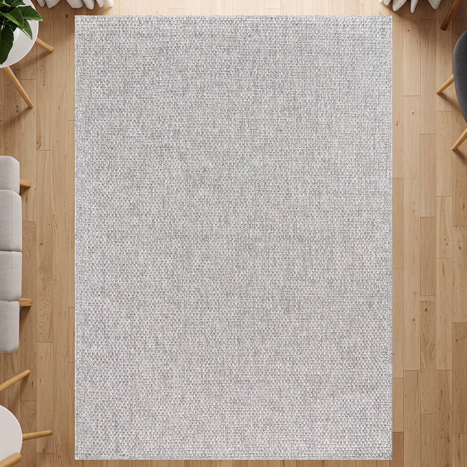 Jorena Gray Jute-Look Rug | Modern Indoor/Outdoor