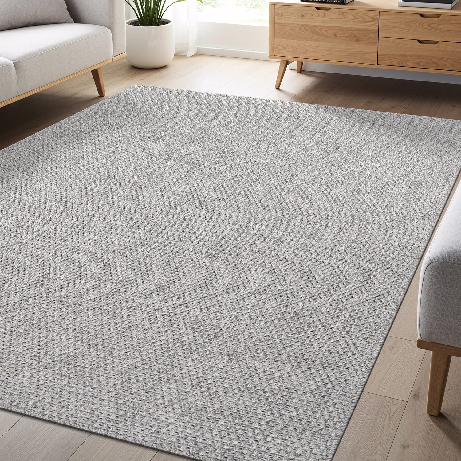 Jorena Gray Jute-Look Rug | Modern Indoor/Outdoor