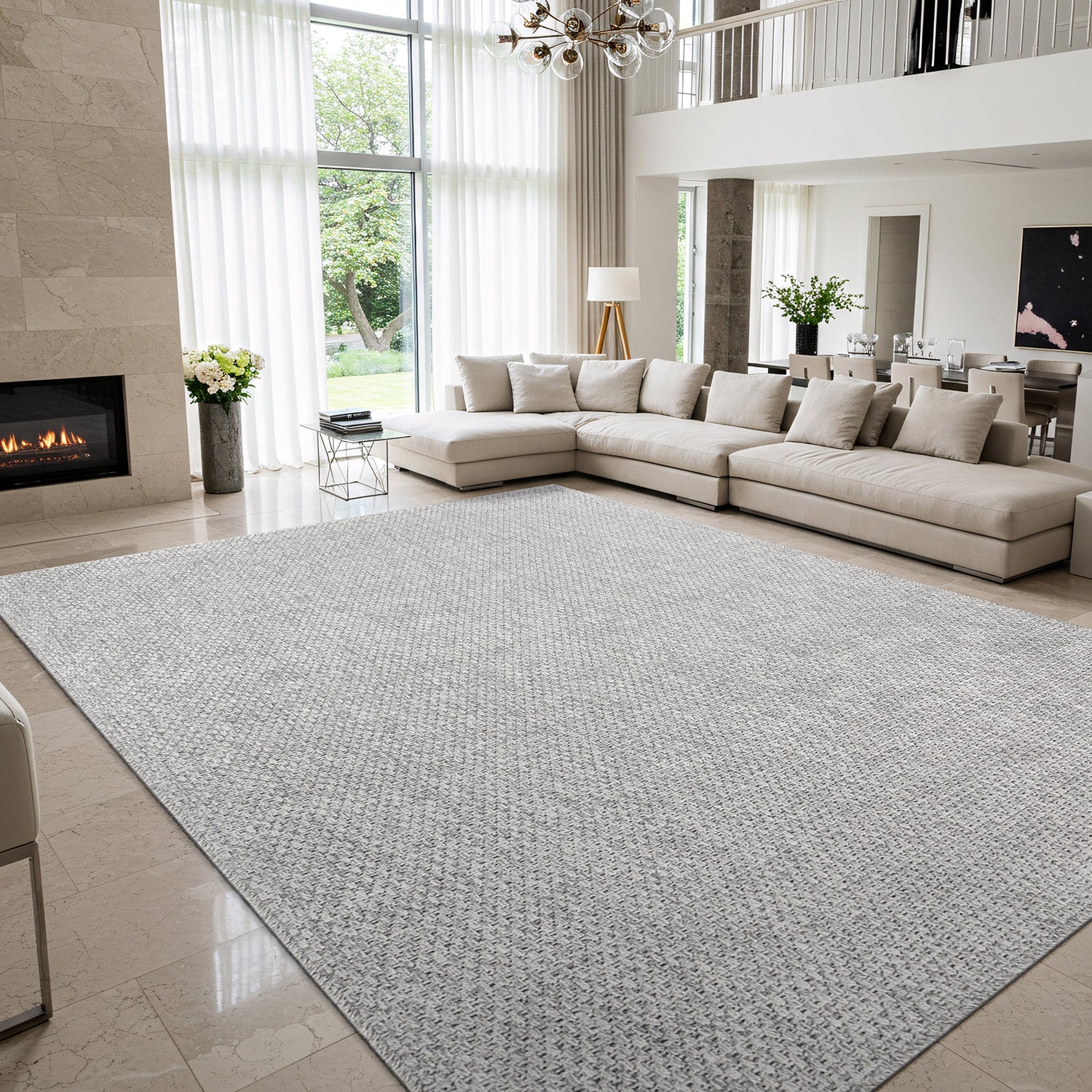 Jorena Gray Jute-Look Rug | Modern Indoor/Outdoor