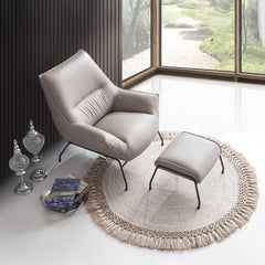 Jabel Grain Accent Chair & Ottoman - Ornate Home