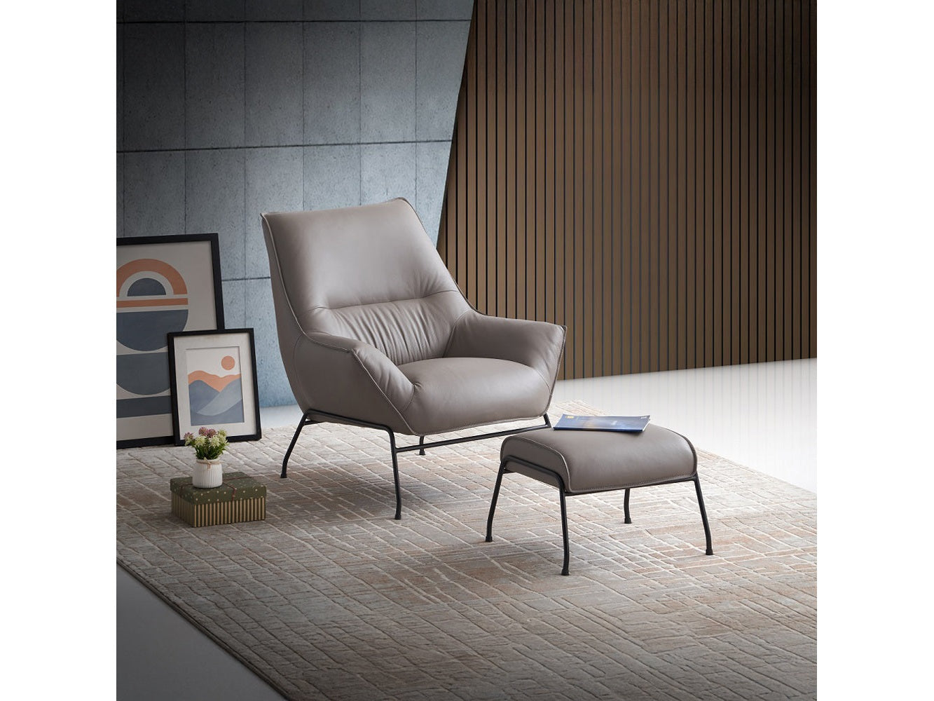 Jabel Grain Accent Chair & Ottoman - Ornate Home