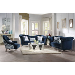 Jaborosa Blue Velvet Sofa w/3 Pillows - Ornate Home