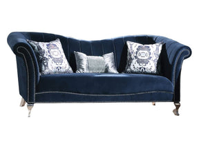 Jaborosa Blue Velvet Sofa w/3 Pillows - Ornate Home