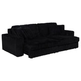 Jacana Black Corduroy Upholstered Dual Power Chaise Sofa - Ornate Home