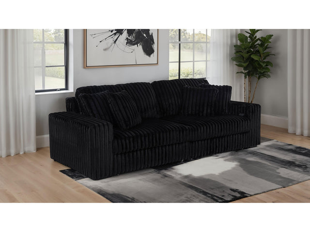 Jacana Black Corduroy Upholstered Dual Power Chaise Sofa - Ornate Home