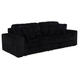 Jacana Black Corduroy Upholstered Dual Power Chaise Sofa - Ornate Home