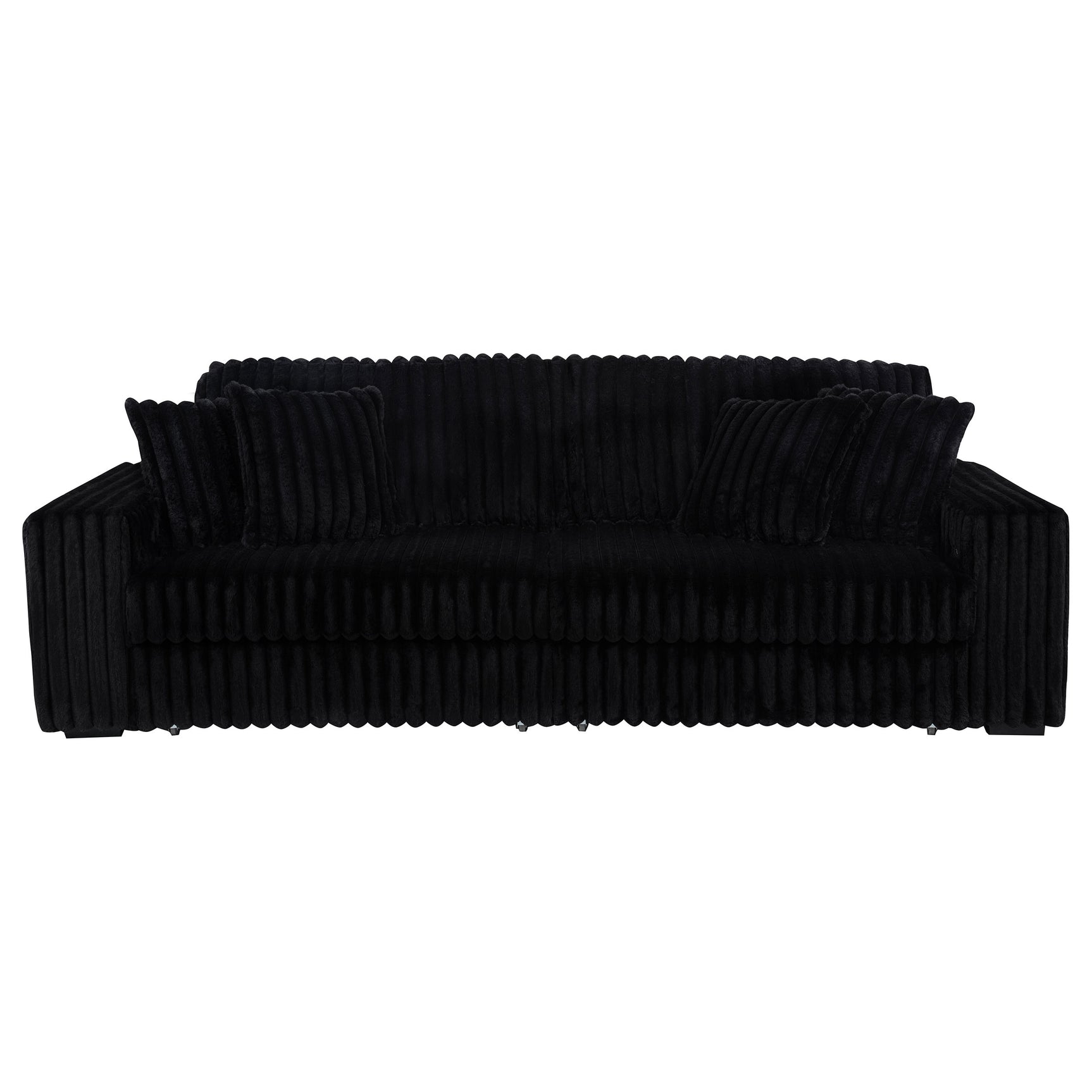 Jacana Black Corduroy Upholstered Dual Power Chaise Sofa - Ornate Home