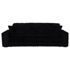 Jacana Black Corduroy Upholstered Dual Power Chaise Sofa - Ornate Home