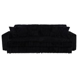 Jacana Black Corduroy Upholstered Dual Power Chaise Sofa - Ornate Home