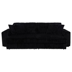Jacana Black Corduroy Upholstered Dual Power Chaise Sofa - Ornate Home