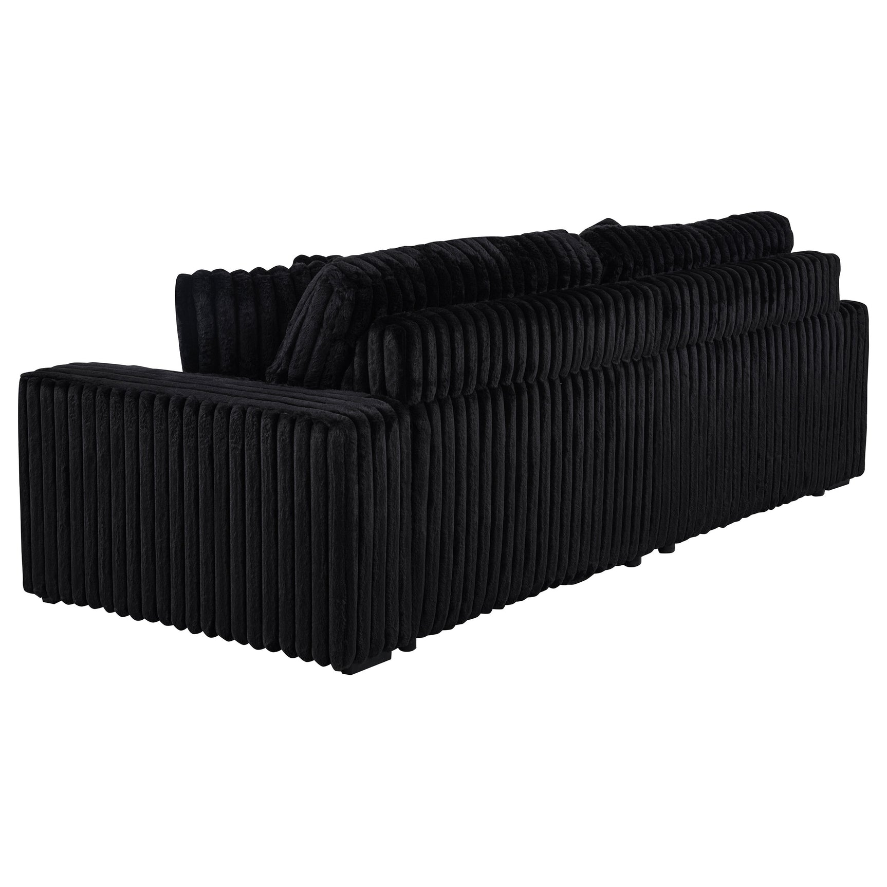 Jacana Black Corduroy Upholstered Dual Power Chaise Sofa - Ornate Home