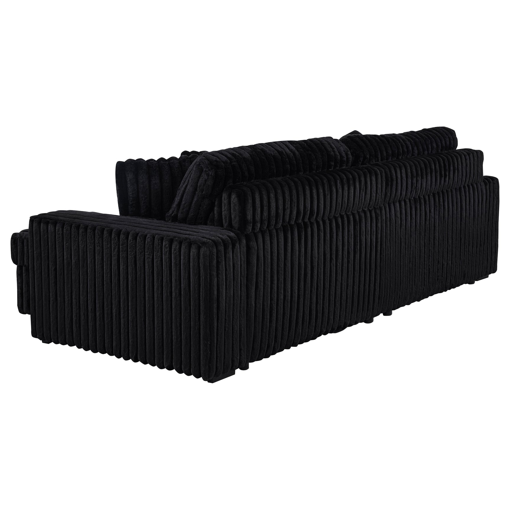 Jacana Black Corduroy Upholstered Dual Power Chaise Sofa - Ornate Home