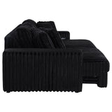 Jacana Black Corduroy Upholstered Dual Power Chaise Sofa - Ornate Home