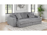 Jacana Grey Corduroy Upholstered Dual Power Chaise Sofa - Ornate Home