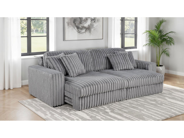 Jacana Grey Corduroy Upholstered Dual Power Chaise Sofa - Ornate Home