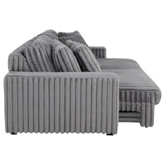 Jacana Grey Corduroy Upholstered Dual Power Chaise Sofa - Ornate Home