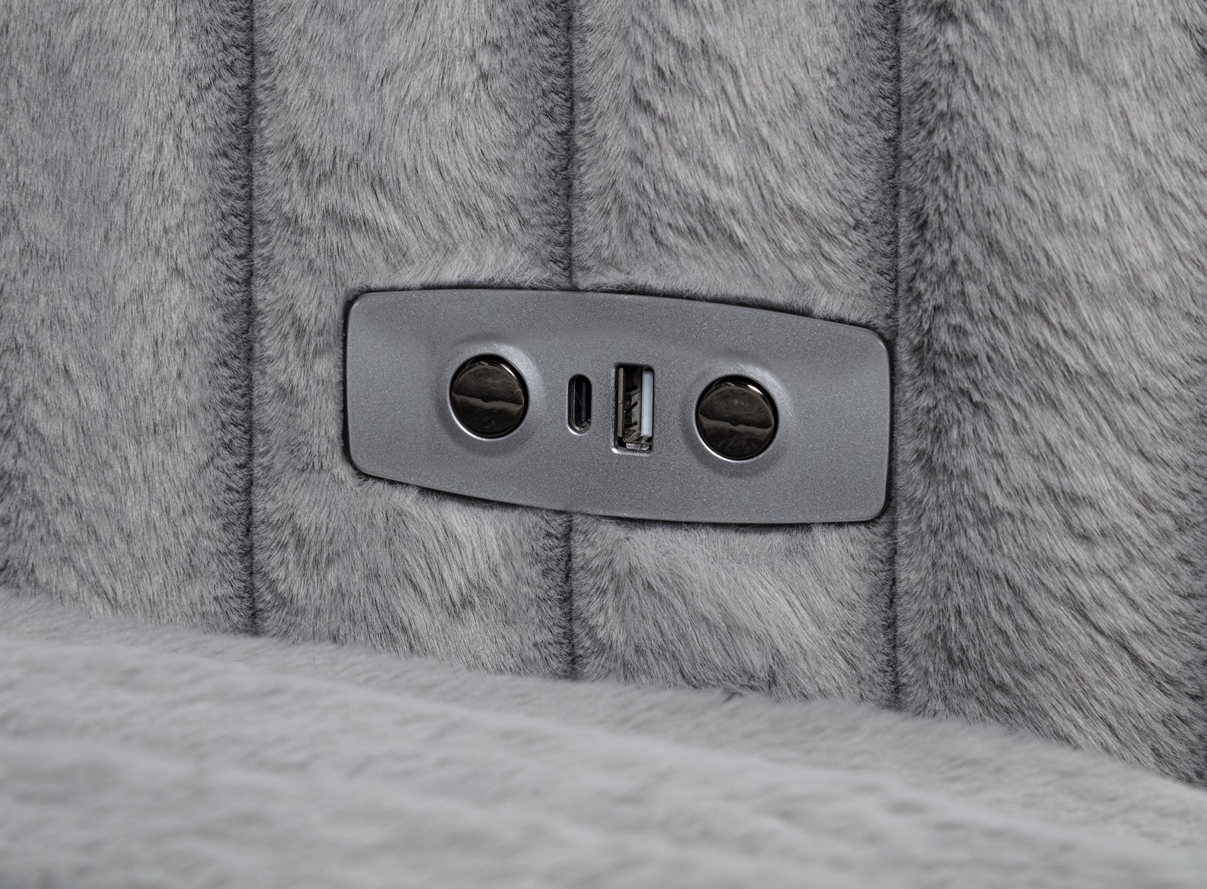 Jacana Grey Corduroy Upholstered Dual Power Chaise Sofa - Ornate Home