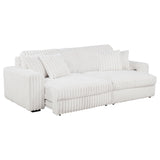 Jacana Ivory Corduroy Upholstered Dual Power Chaise Sofa - Ornate Home