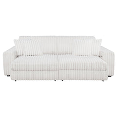 Jacana Ivory Corduroy Upholstered Dual Power Chaise Sofa - Ornate Home