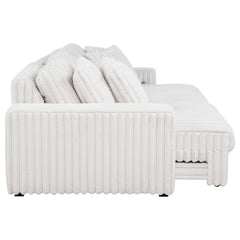 Jacana Ivory Corduroy Upholstered Dual Power Chaise Sofa - Ornate Home