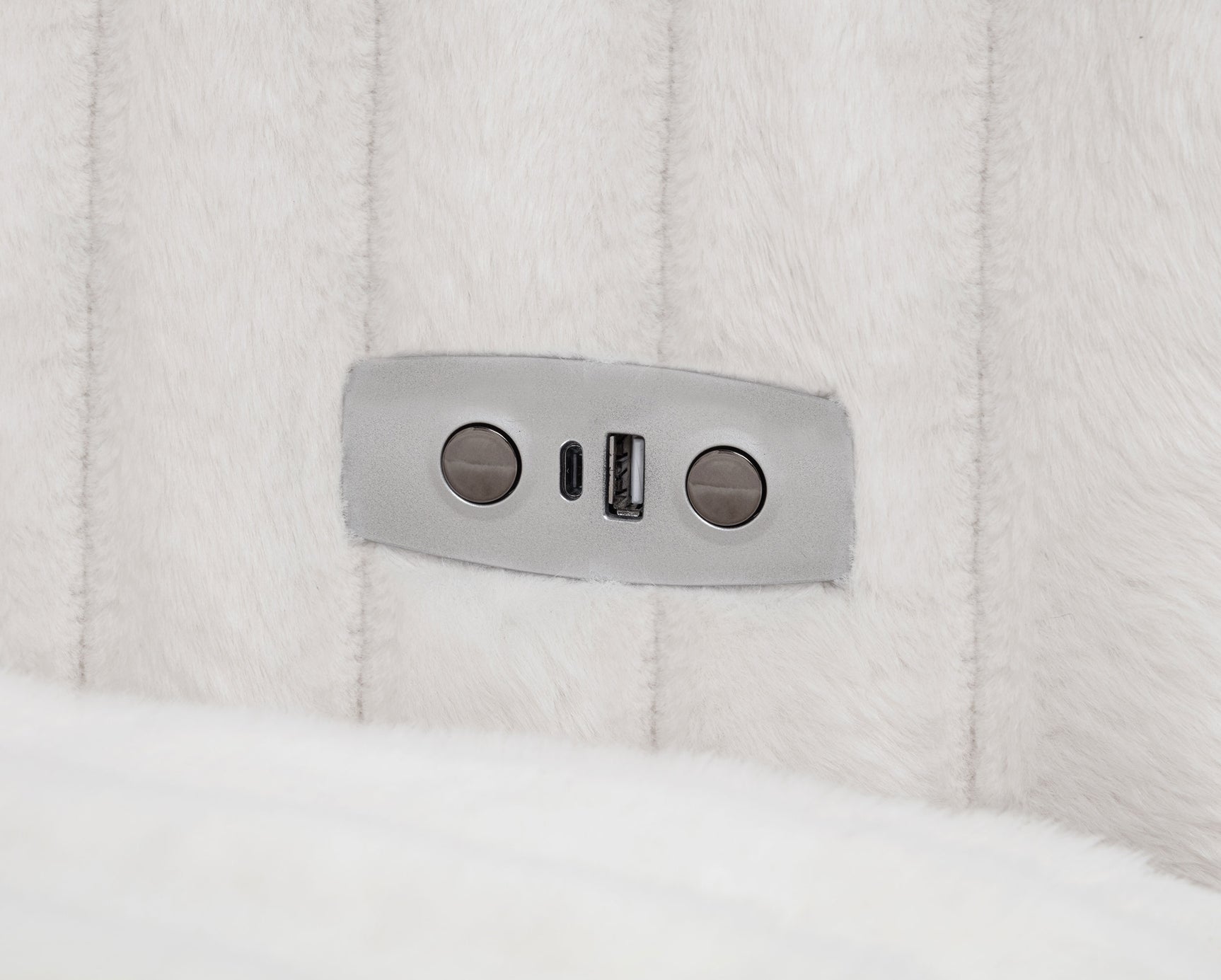 Jacana Ivory Corduroy Upholstered Dual Power Chaise Sofa - Ornate Home