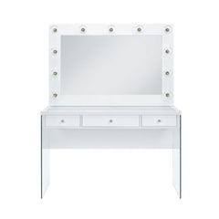 Jacey White Vanity Set with Lightbulbs - Ornate Home