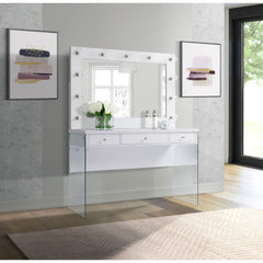 Jacey White Vanity Set with Lightbulbs - Ornate Home