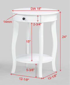 Jacie White Round Chairside Table - Ornate Home