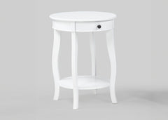 Jacie White Round Chairside Table - Ornate Home