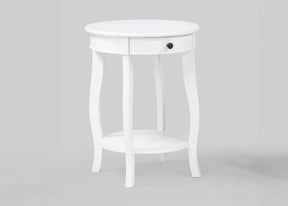 Jacie White Round Chairside Table - Ornate Home