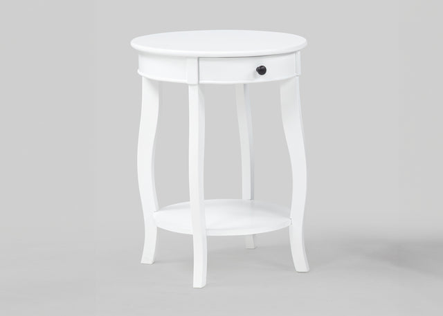 Jacie White Round Chairside Table - Ornate Home